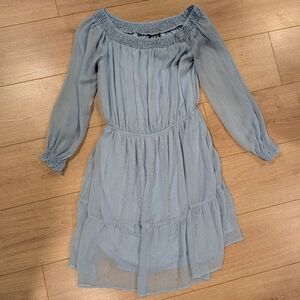 Eci Light Blue Long Sleeve Dress Medium